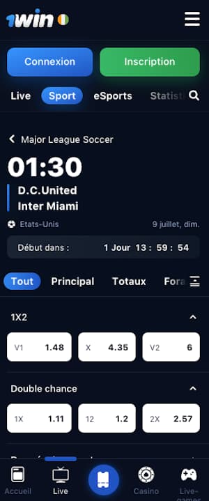 cotes dc united vs inter miami sur 1win