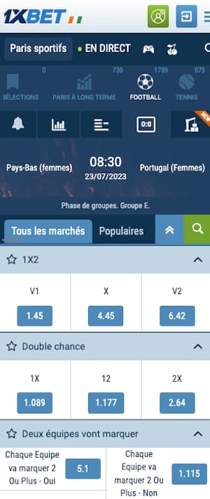 cotes pays bas femmes vs portugal femmes cdm