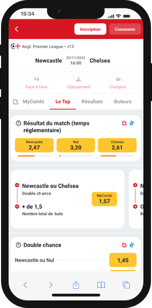 cotes newcastle united vs cheslea avec betclic