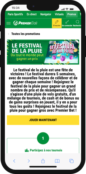 des prix a gagner avec le festival de pluie premier bet 