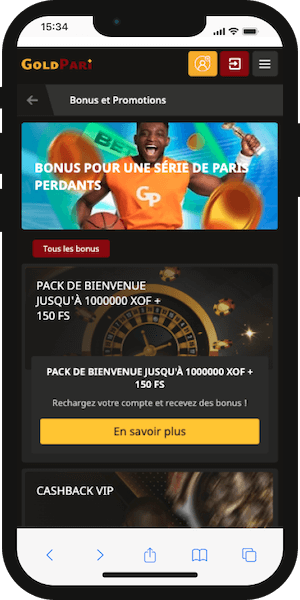 goldpari promotions sur mobile