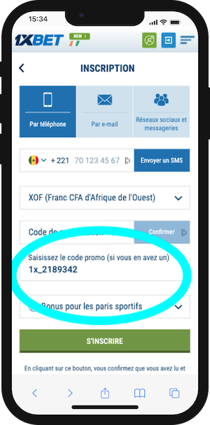 1xbet senegal code promo inscription