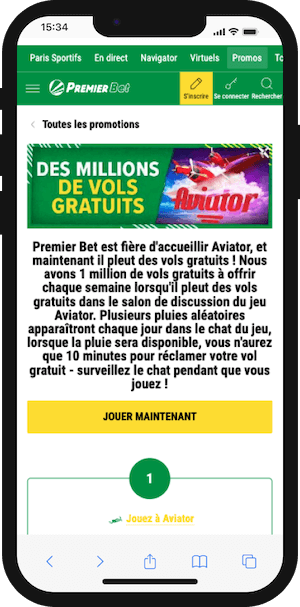 vols gratuits aviator sur premier bet